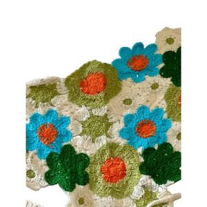 Handmade Crochet Floral Bandana Head Scarf Boho Retro Daisy Kerchief Tie Back